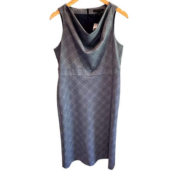 Banana Republic Factory Cowl Neck Midi Dress in Preppy Navy Plaid - size 10 - Picture 1 of 7